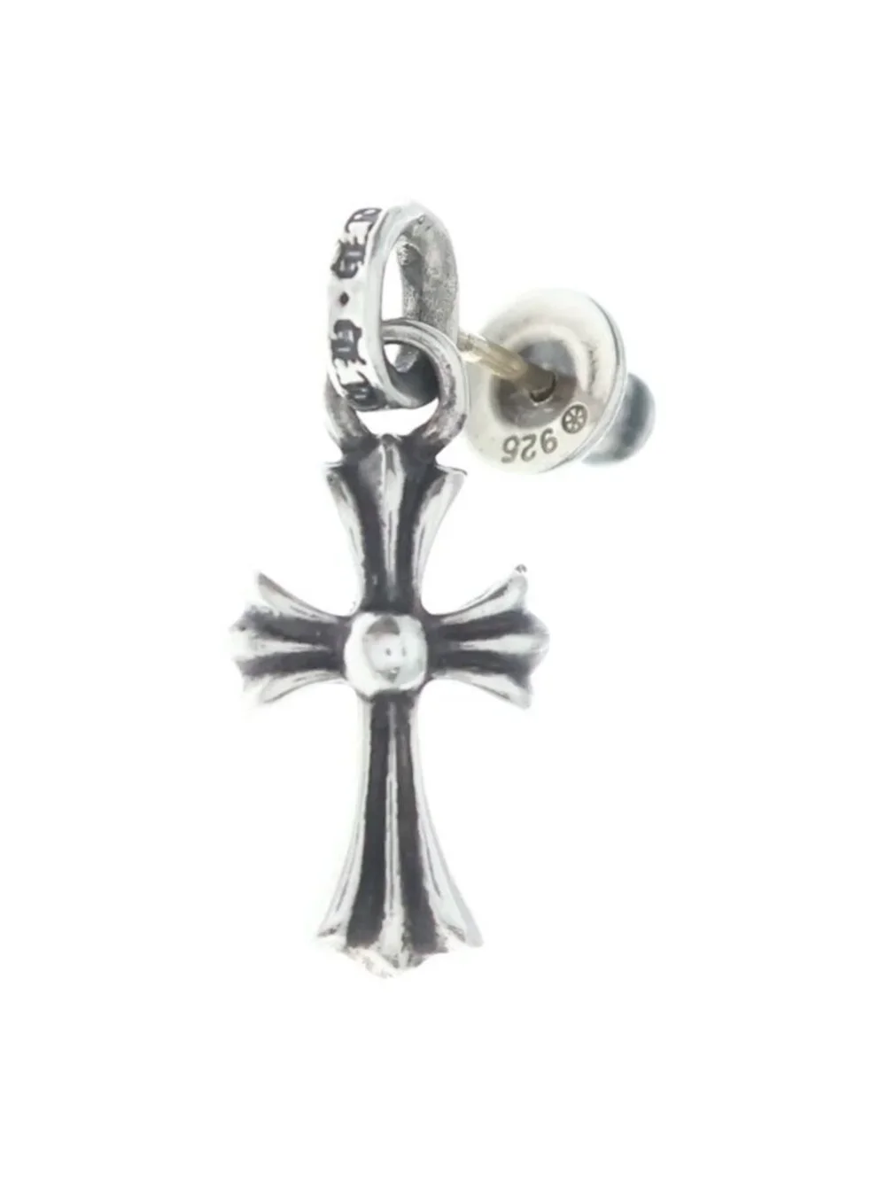 Chrome Hearts Bby Pprchn Baby Fat Cross Drop Earrings Silver